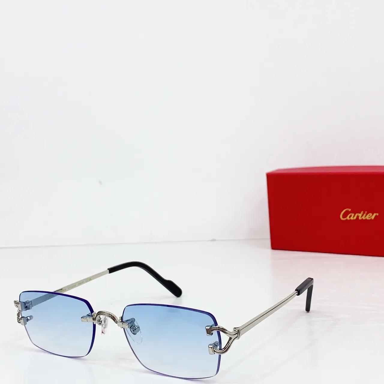 Cartier Rimless Gold-Tone Gradient Gray Sunglasses 5