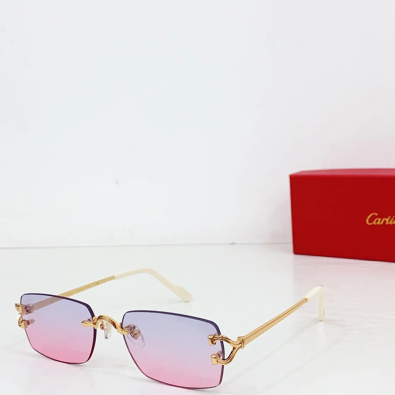 Cartier Rimless Gold-Tone Gradient Gray Sunglasses 6