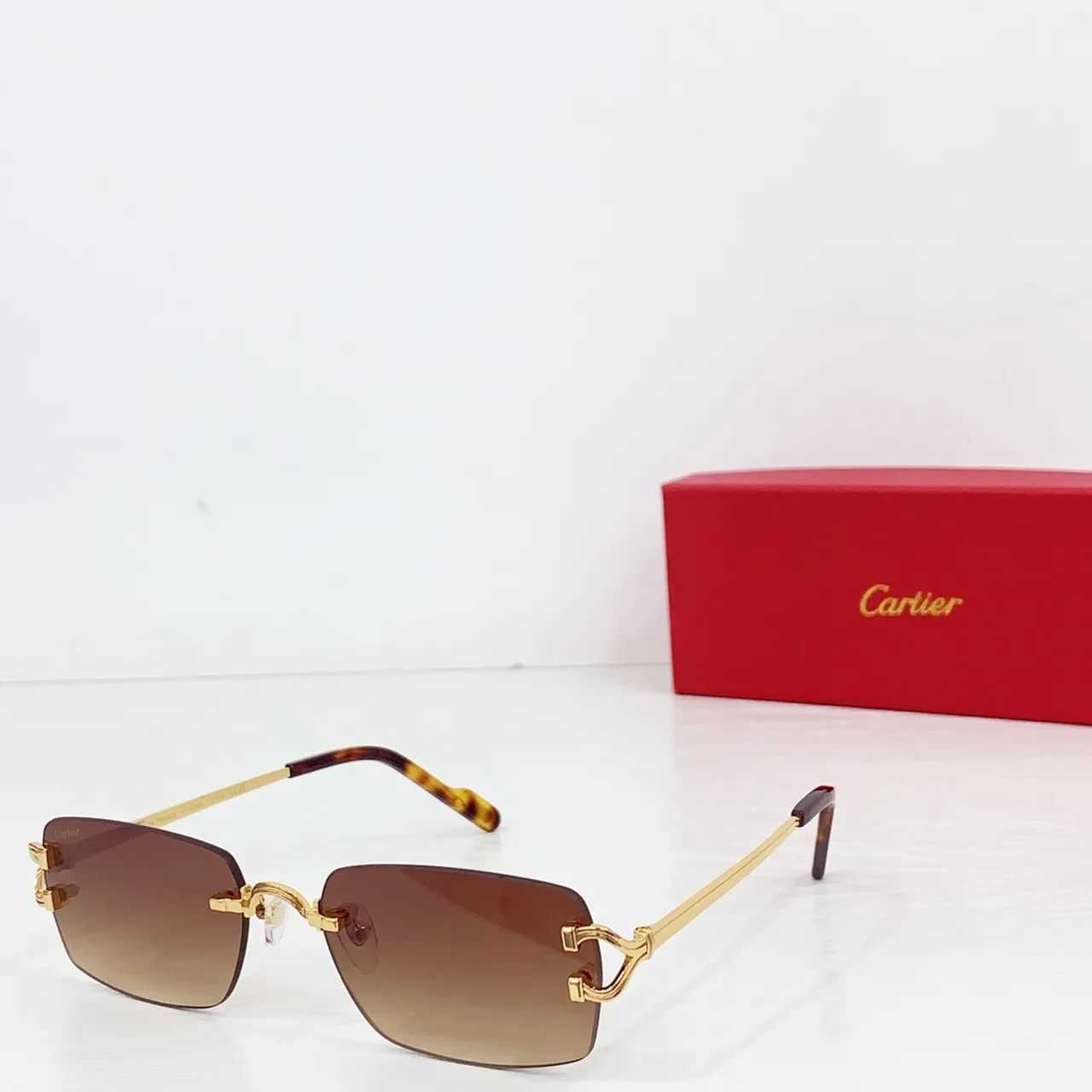 Cartier Rimless Gold-Tone Gradient Gray Sunglasses 7