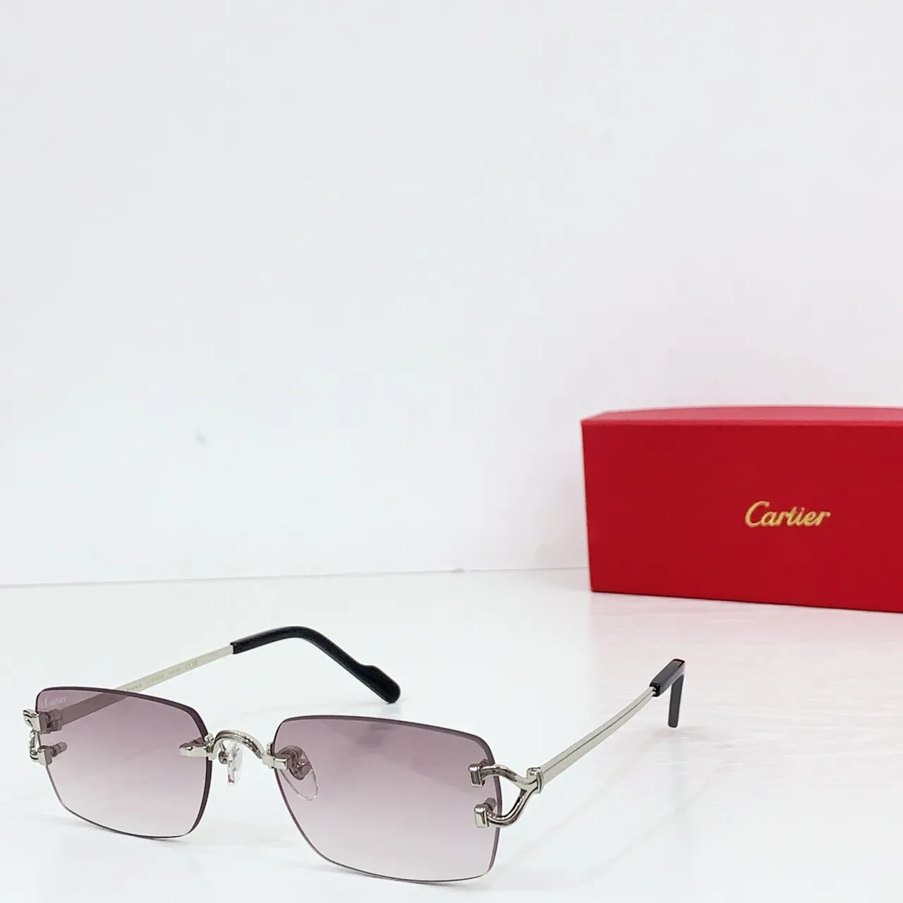 Cartier Rimless Gold-Tone Gradient Gray Sunglasses 8