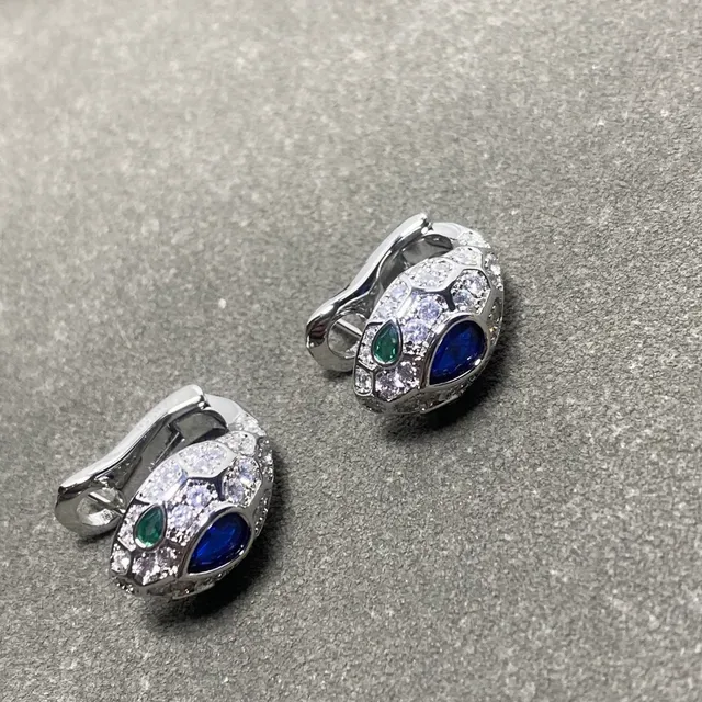 Cartier Silver Blue Serpent-Head Motif Pavé Diamond Scales Earrings 3