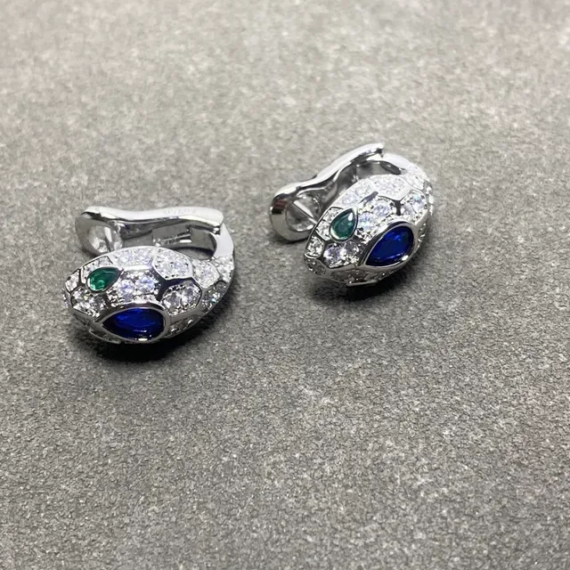 Cartier Silver Blue Serpent-Head Motif Pavé Diamond Scales Earrings 4