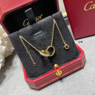 Cartier Trinity Double Ring Pavé Diamond Necklace