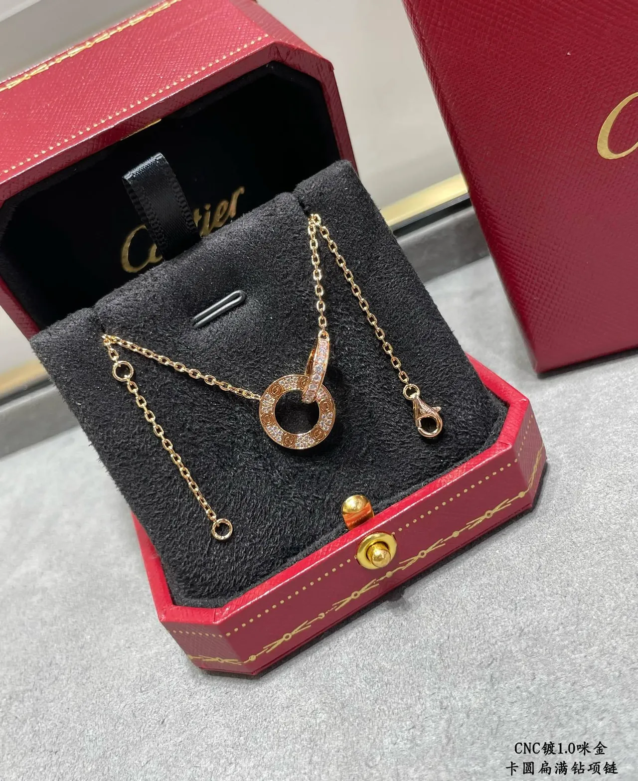 Cartier Trinity-Inspired Pavé Diamond Interlocking Circle Necklace 8
