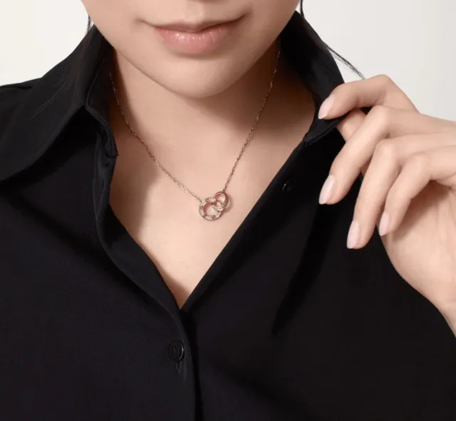 Cartier Trinity-Inspired Pavé Diamond Interlocking Circle Necklace 9