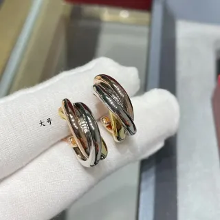 Cartier Trinity ত্রিবর্ণ সোনার বুনা হুপ ইয়ারিংস