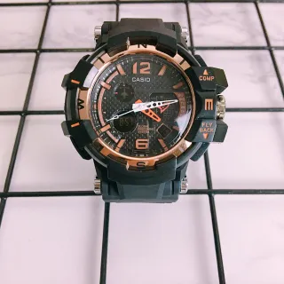 Casio Black Gold Rugged Resin Construction Analog-Digital Hybrid Watch