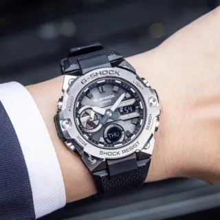 Casio Black Silver Rugged Stainless Steel Case Textured Resin Strap Watch