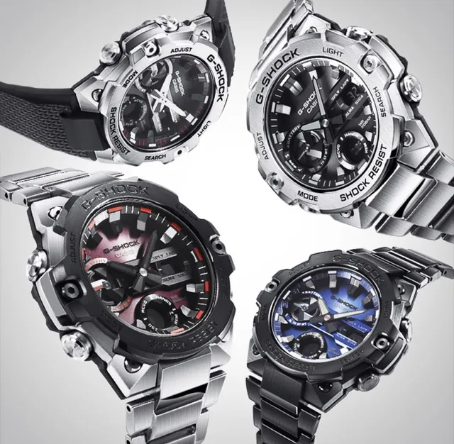 Casio Black Silver Rugged Stainless Steel Case Textured Resin Strap Watch 10