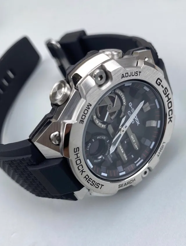 Casio Black Silver Rugged Stainless Steel Case Textured Resin Strap Watch 20