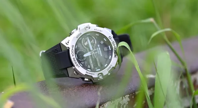 Casio Black Silver Rugged Stainless Steel Case Textured Resin Strap Watch 22