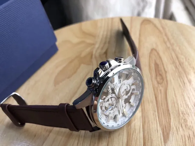 Casio Edifice Chronograph World Time Brown Leather Strap Quartz Watch 7
