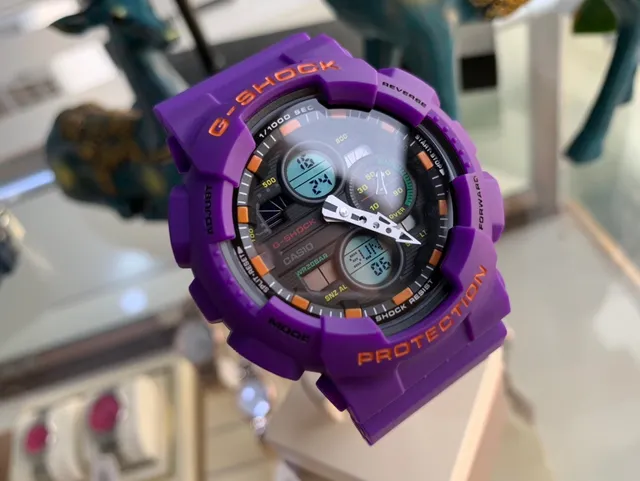 Casio G-Shock GA-100 أرجواني وبرتقالي ساعة رياضية 6