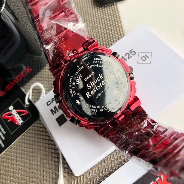 Casio G-Shock GA-2100 ساعة رياضية تيتانيوم شفافة حمراء 3