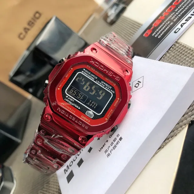 Casio G-Shock GA-2100 ساعة رياضية تيتانيوم شفافة حمراء 7