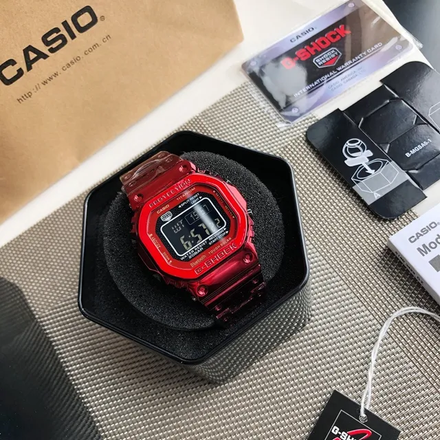 Casio G-Shock GA-2100 ساعة رياضية تيتانيوم شفافة حمراء 9