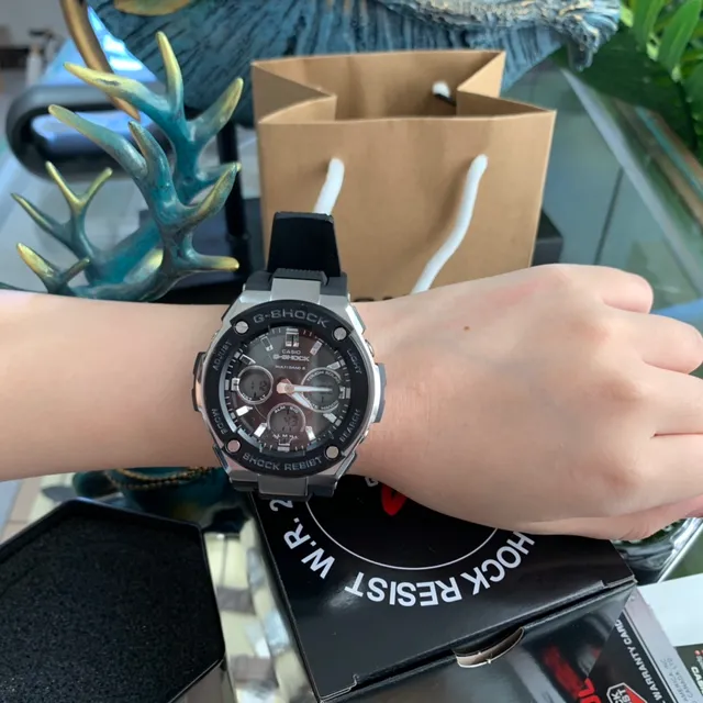 Casio G-Shock GST-B400 काला चांदी हेक्सागोनल स्टेनलेस स्टील केस रेजिन स्ट्रैप खेल का घड़ी 5