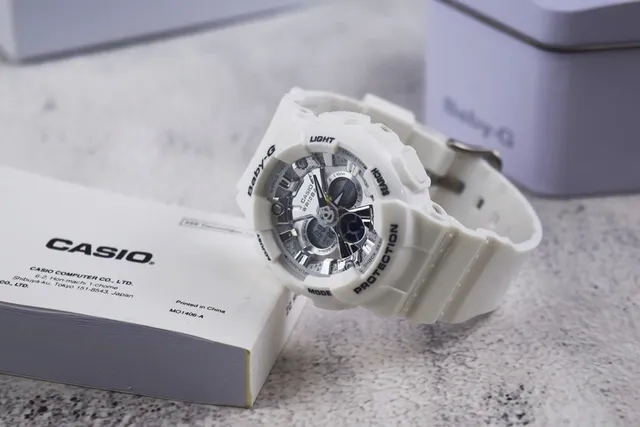 Casio White Silver Resin Construction Analog-Digital Hybrid Dial Watch 4