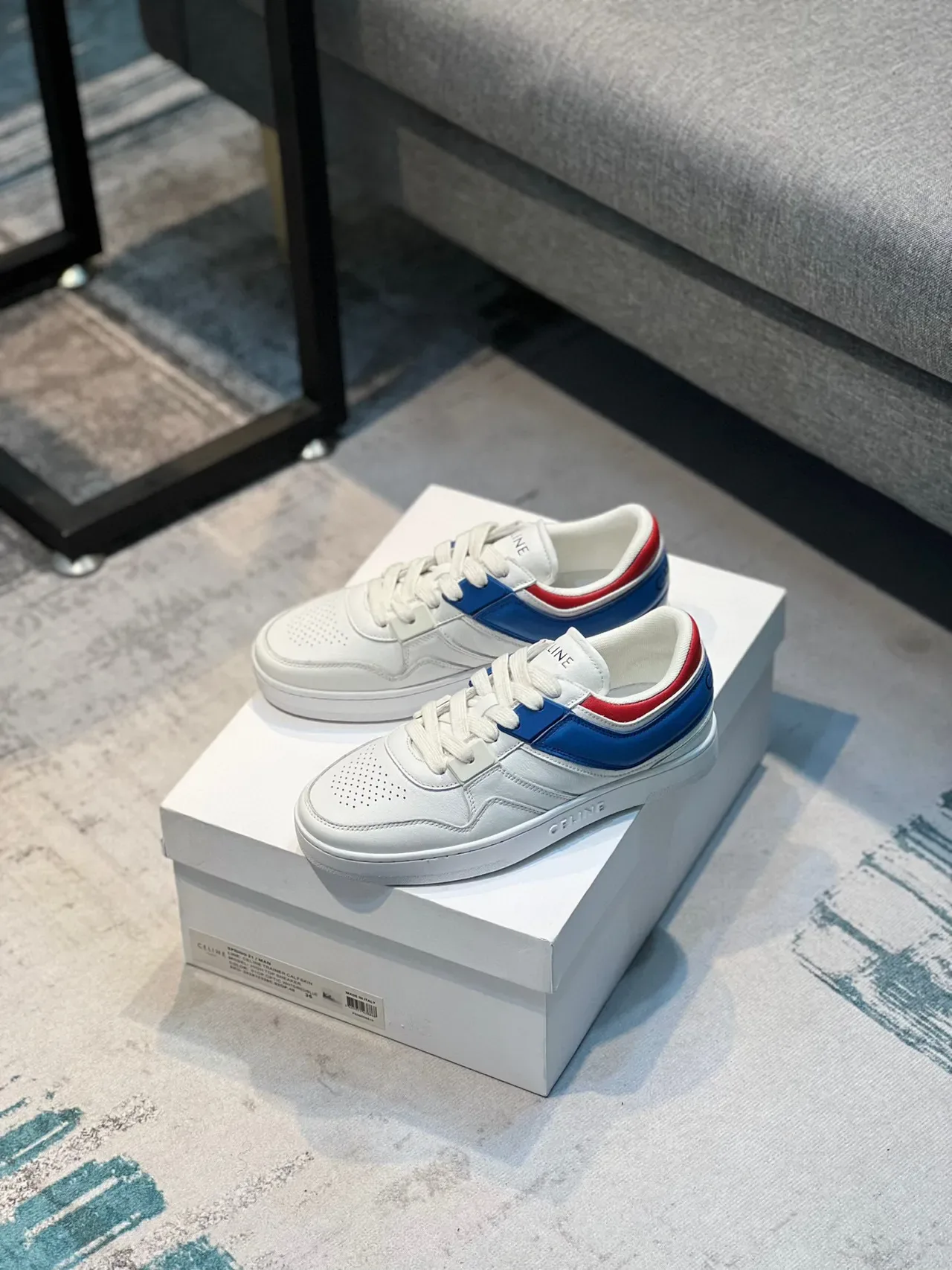 Celine CT-01 White Blue Red Leather Lifestyle Sneakers 8