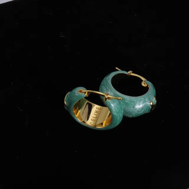 Celine Multicolor Gold Enamel-Coated Hardware Earrings 3