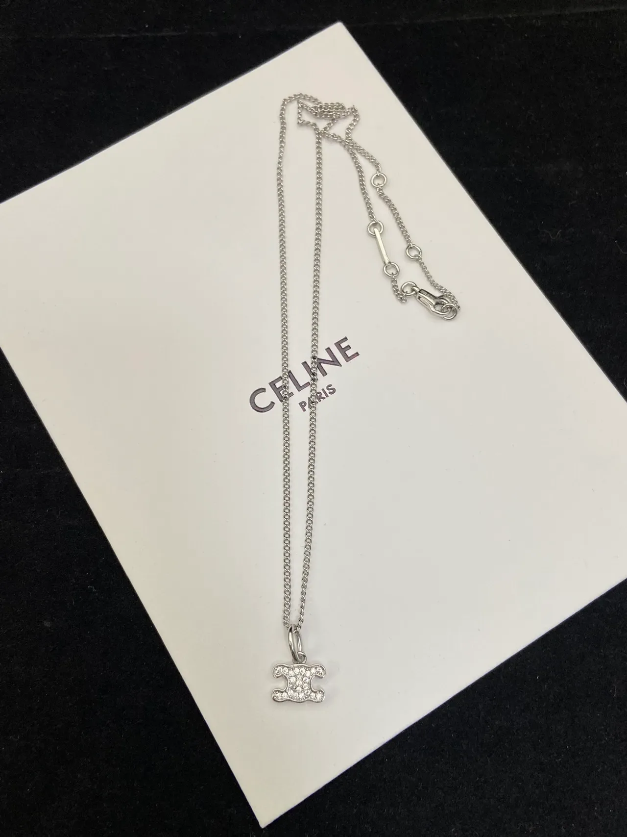 Celine Triomphe لوجو سلسلة قلادة ذهبي فضي 8