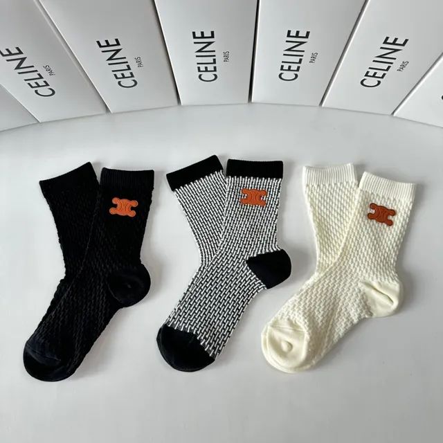 Celine Triomphe Logo Knit Socks 3