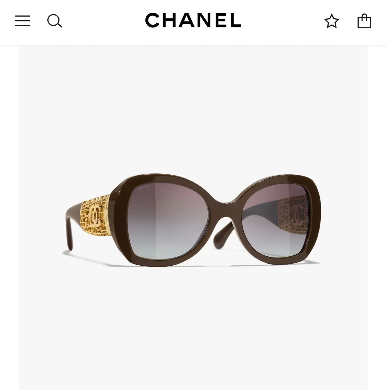 Chanel أسود ذهبي كبير الحجم إطار مربع مدور أسيتات نظارات شمسية 2