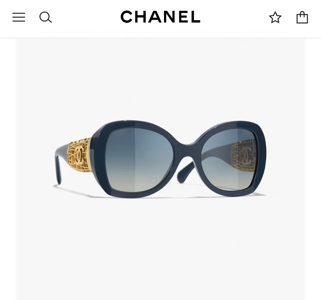Chanel أسود ذهبي كبير الحجم إطار مربع مدور أسيتات نظارات شمسية 3
