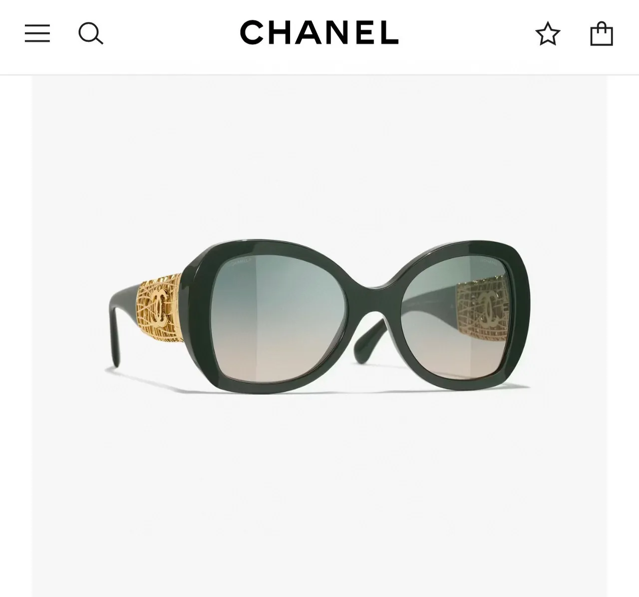 Chanel أسود ذهبي كبير الحجم إطار مربع مدور أسيتات نظارات شمسية 4