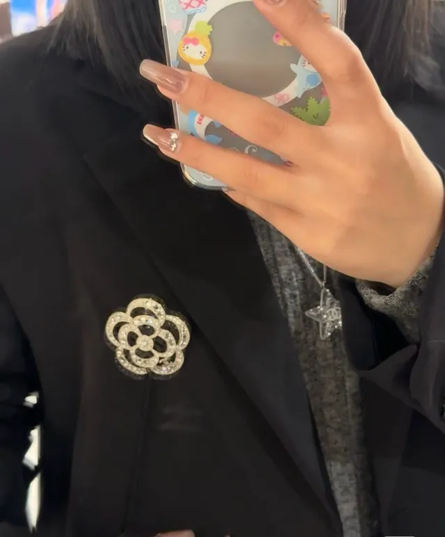 Chanel Camellia Brooch Silver White Multi-Ring Layered Brooch 2