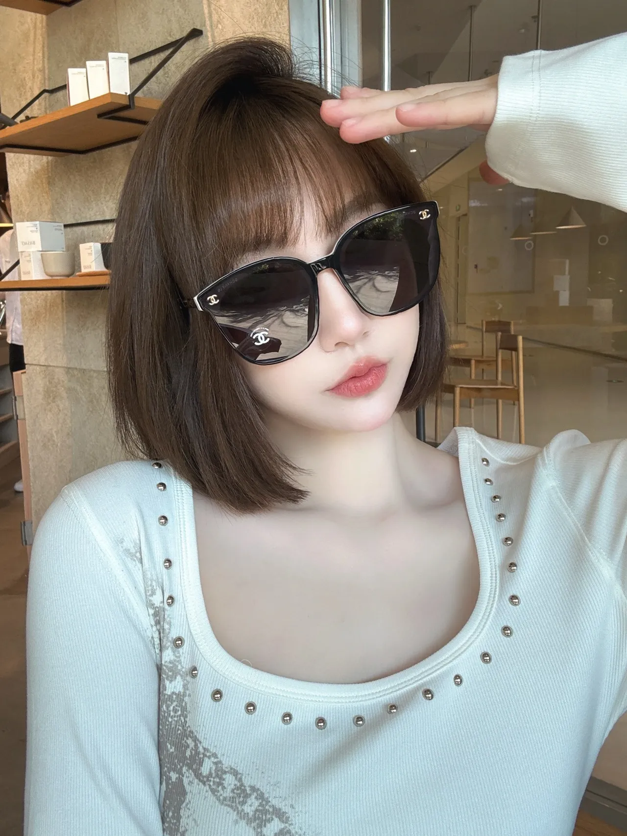 Chanel Cat-Eye Black Brown Silhouette Acetate Frame Sunglasses 9