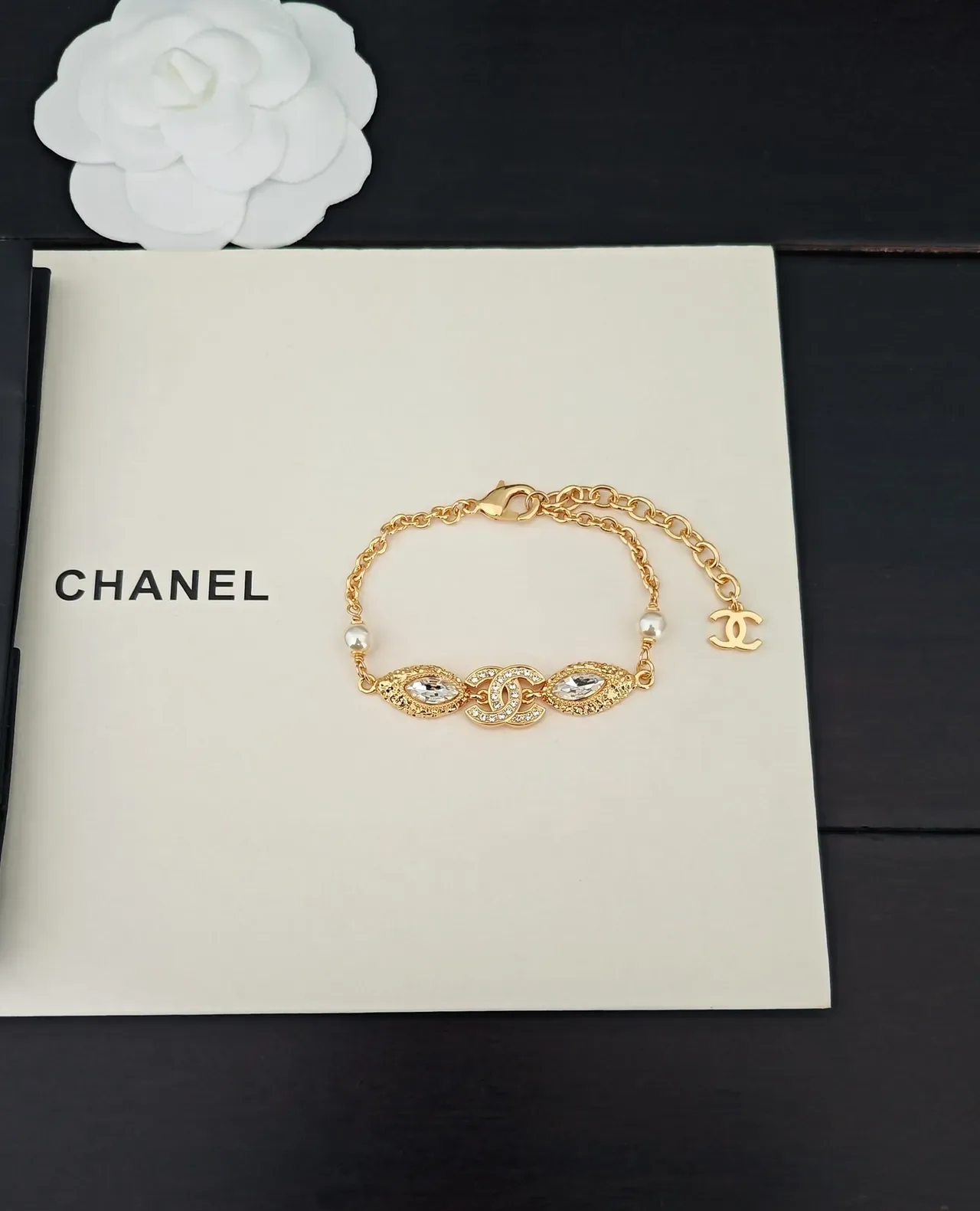 Chanel CC Crystal and Pearl Bracelet 5