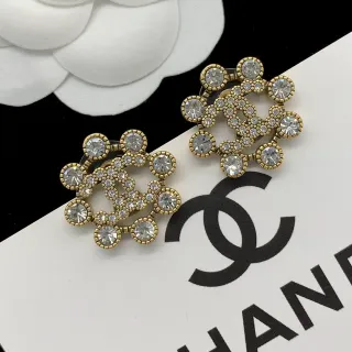 Chanel CC ক্রিস্টাল গোল্ড-টোন ইয়াররিংস