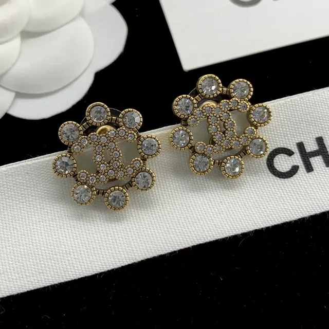 Chanel CC Boucles d'oreilles en Cristal Doré 6