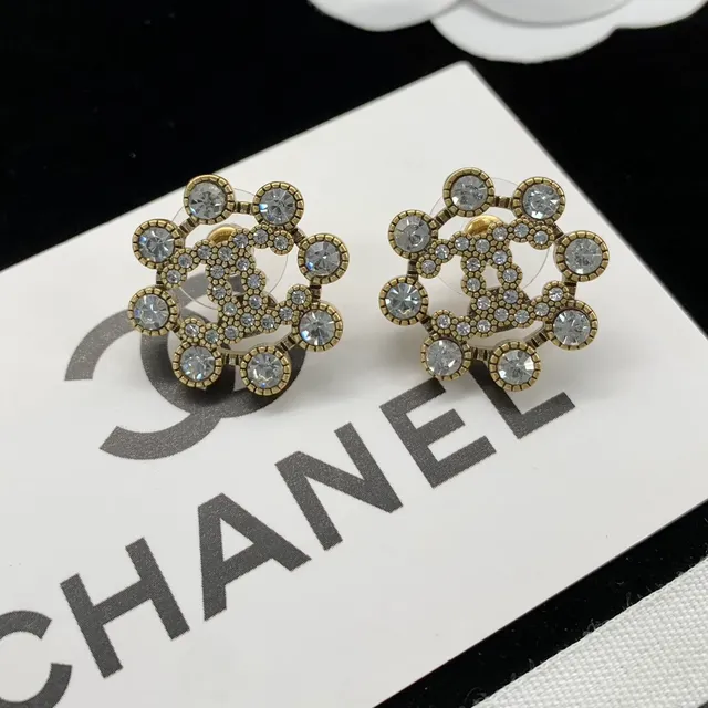 Chanel CC Boucles d'oreilles en Cristal Doré 7