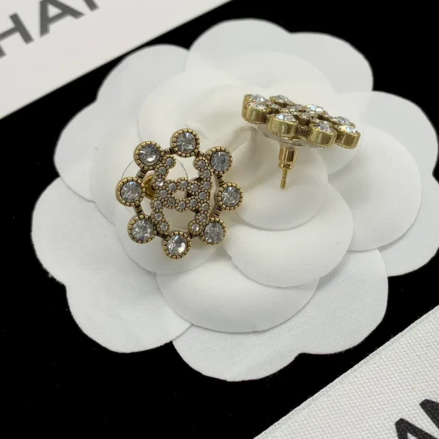 Chanel CC Boucles d'oreilles en Cristal Doré 9