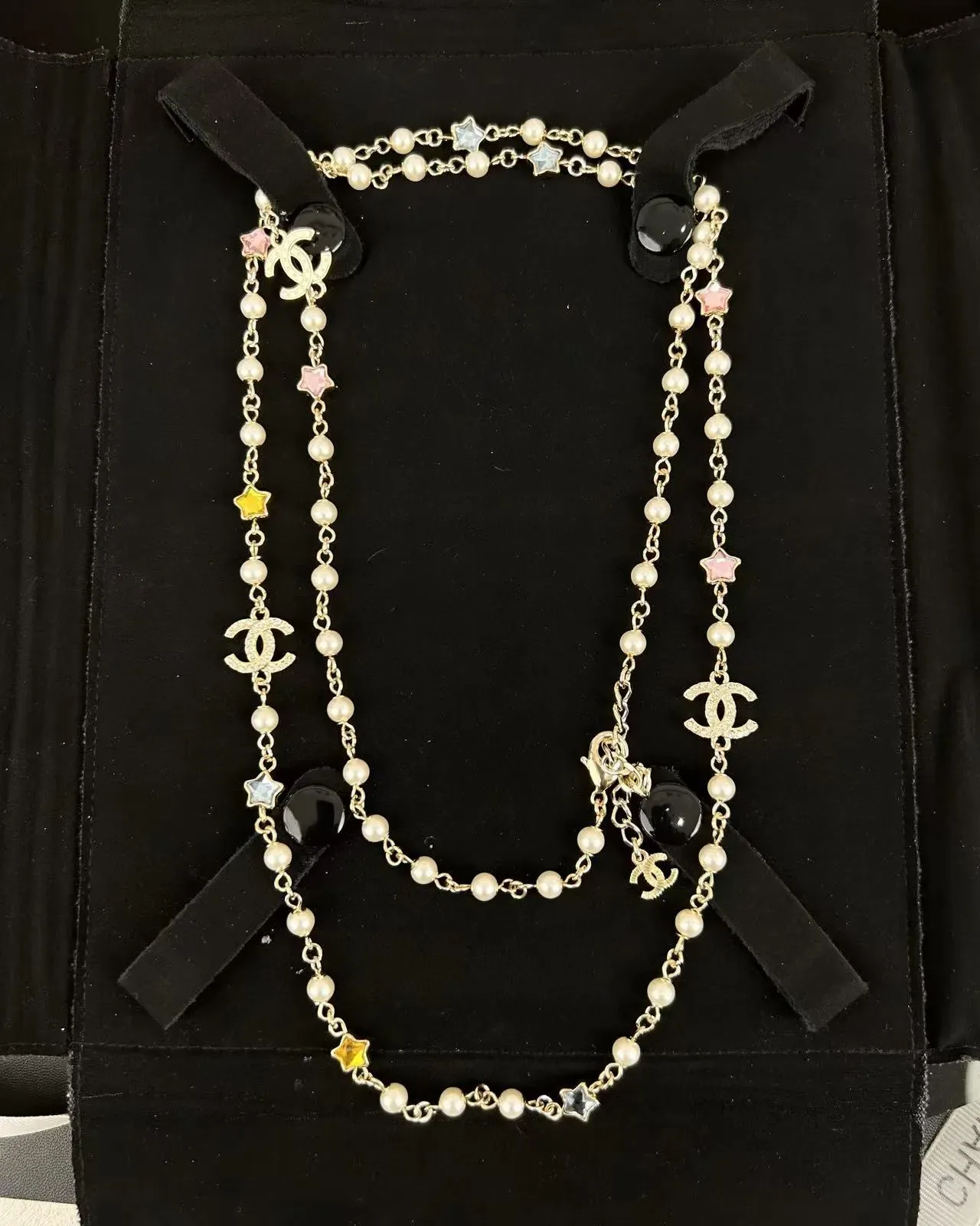 Chanel Pearl and CC Logo Star Charm Layered Necklace 3