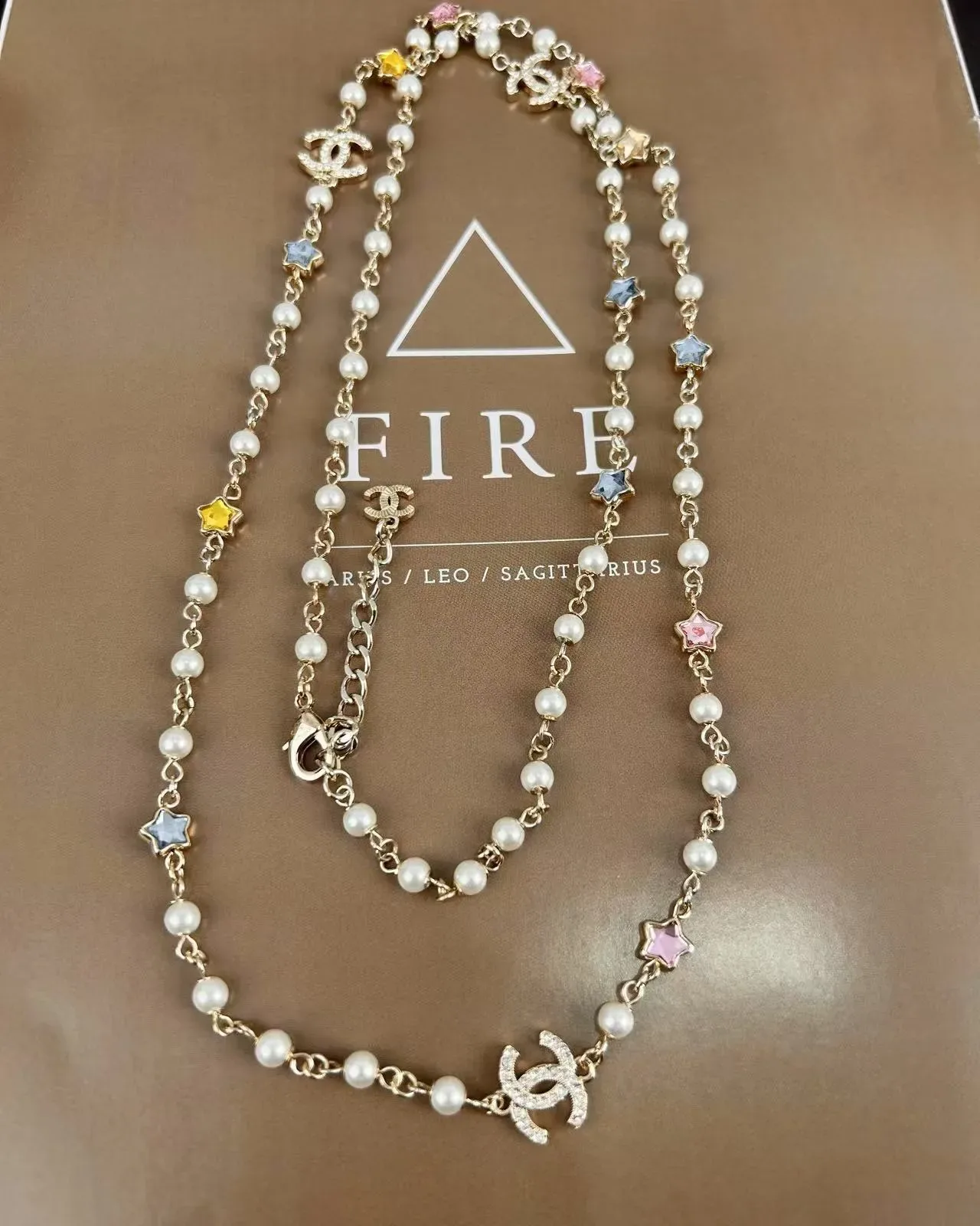 Chanel Pearl and CC Logo Star Charm Layered Necklace 6