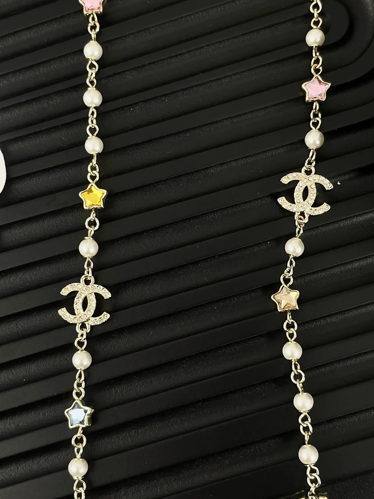 Chanel Pearl and CC Logo Star Charm Layered Necklace 9