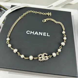 Chanel Bracelet de perles Or Blanc Chaîne Curb Perles de culture Bracelet