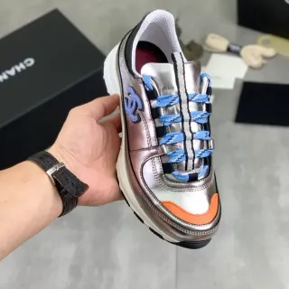 Chanel Runner Metallic Silver Orange Blue Chunky Sneakers