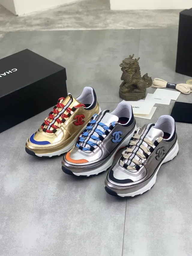 Chanel Runner Metallic Silver Orange Blue Chunky Sneakers 2