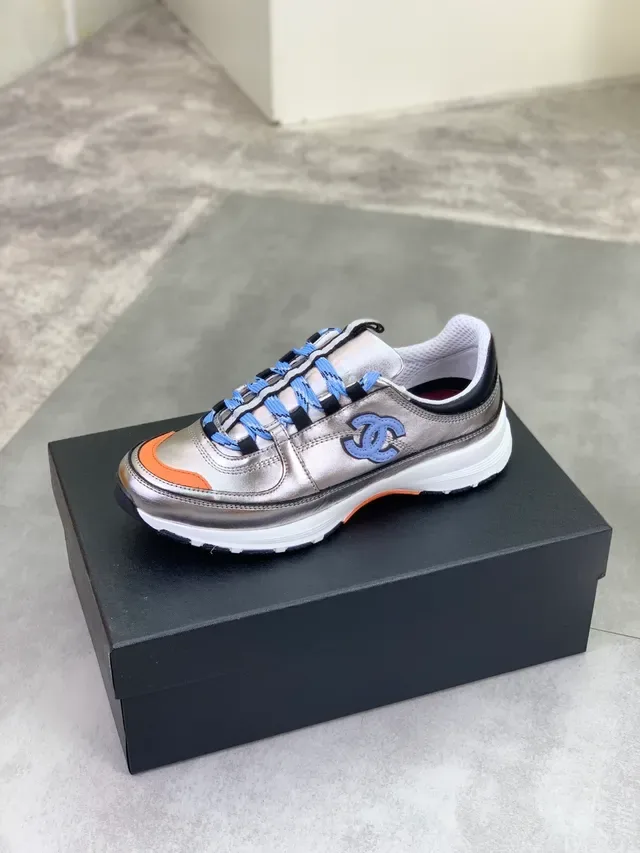 Chanel Runner Metallic Silver Orange Blue Chunky Sneakers 5
