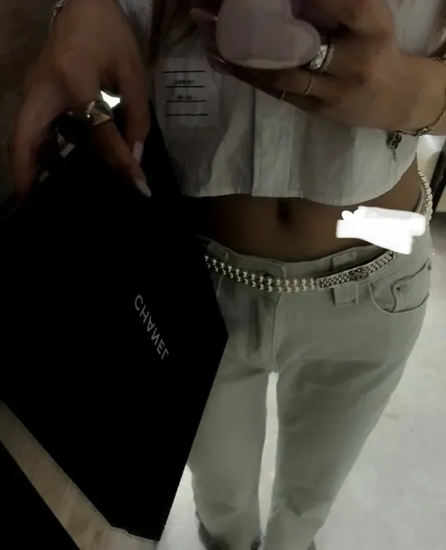 Chanel 白银双链珍珠 CC Logo 牌匾 项链 7