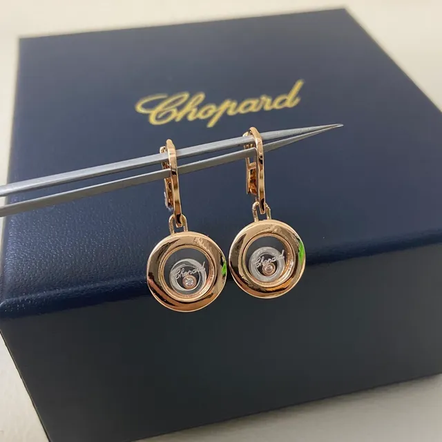 Chopard সুখী হীরা ঘুরন্ত ডিস্ক ভাসমান হীরা কানের দুল 3