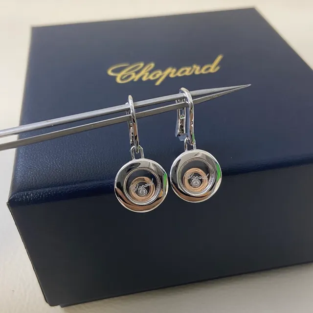 Chopard সুখী হীরা ঘুরন্ত ডিস্ক ভাসমান হীরা কানের দুল 4