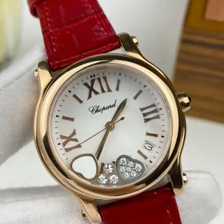 Chopard Happy Hearts Red Alligator Strap Quartz Watch