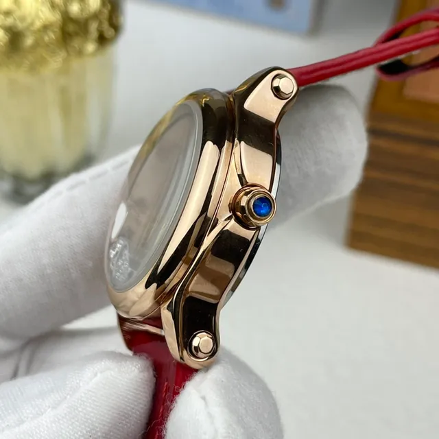 Chopard Happy Hearts लाल মগরমাছের চামড়া স্ট্র্যাপ কোয়ার্টজ ওয়াচ 5