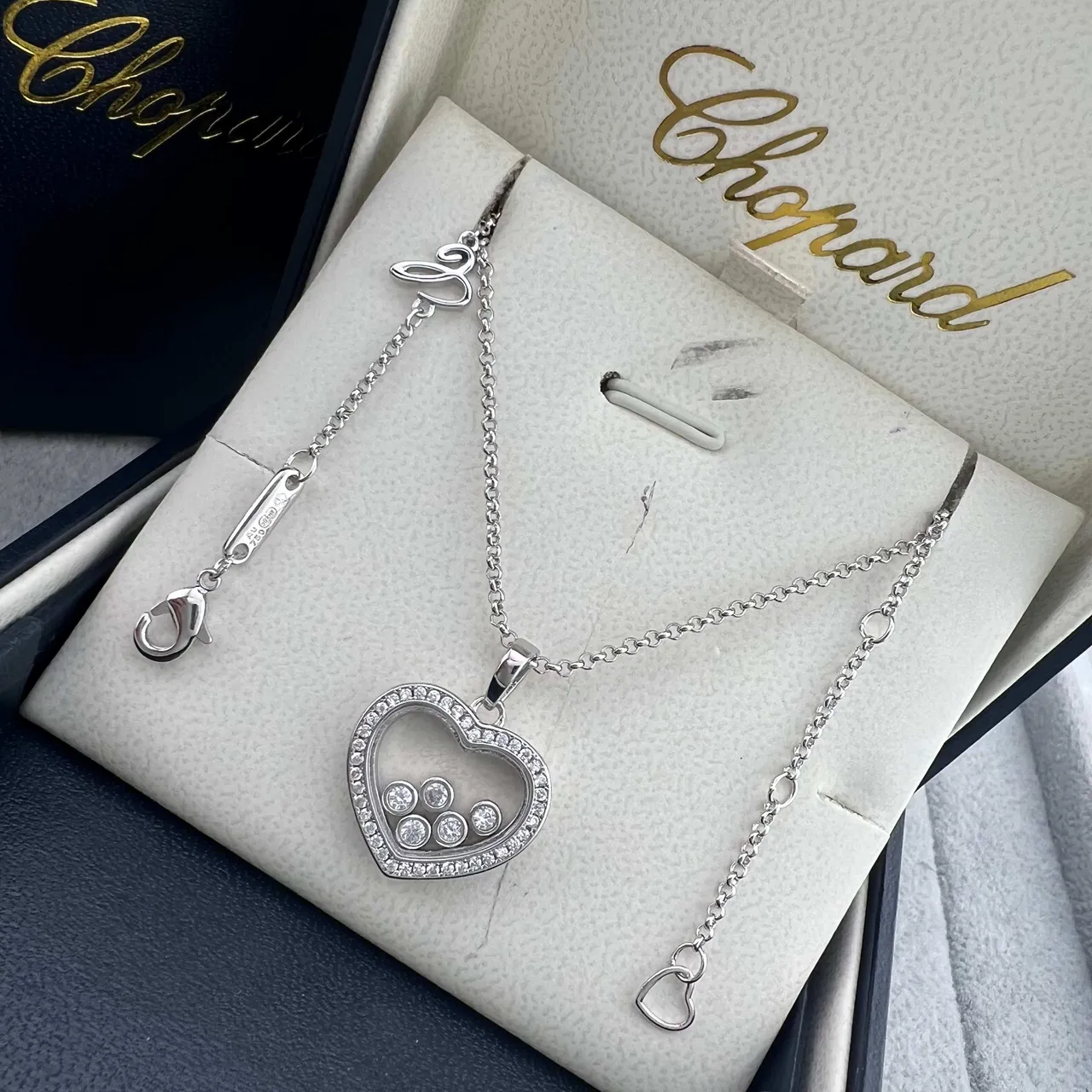 Chopard Happy Hearts Colares de pingante de coração de diamantes em ouro rosa e ouro branco 2