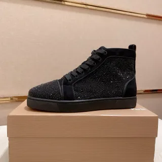 Christian Louboutin Chaussures Lifestyle en Daim Noir Hautes